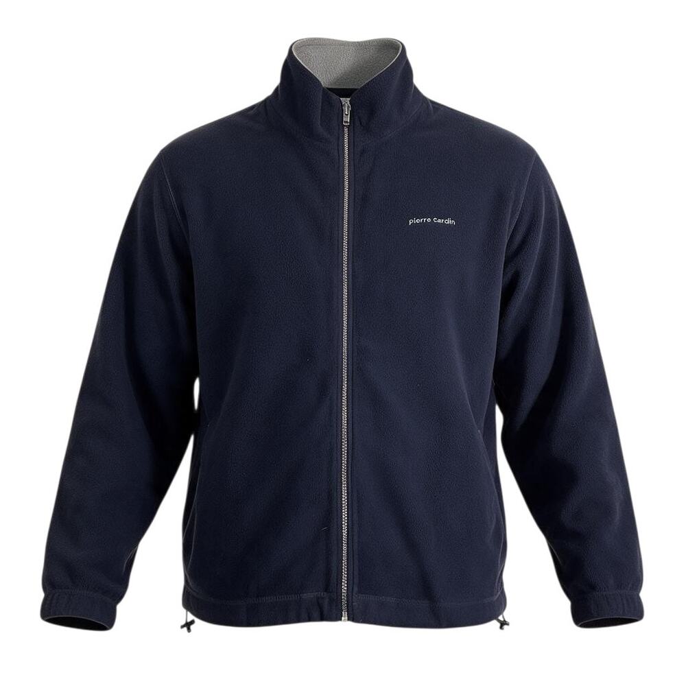 Pierre Cardin Men Fleece Jacket Full Zip Black Large L Classic Vintage Soft 300
